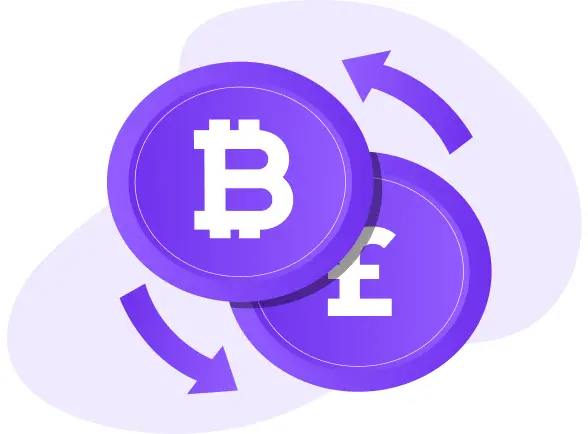 Bitcoin and pound exchange icon, representing crypto transactions on the Snaptrader AI platform